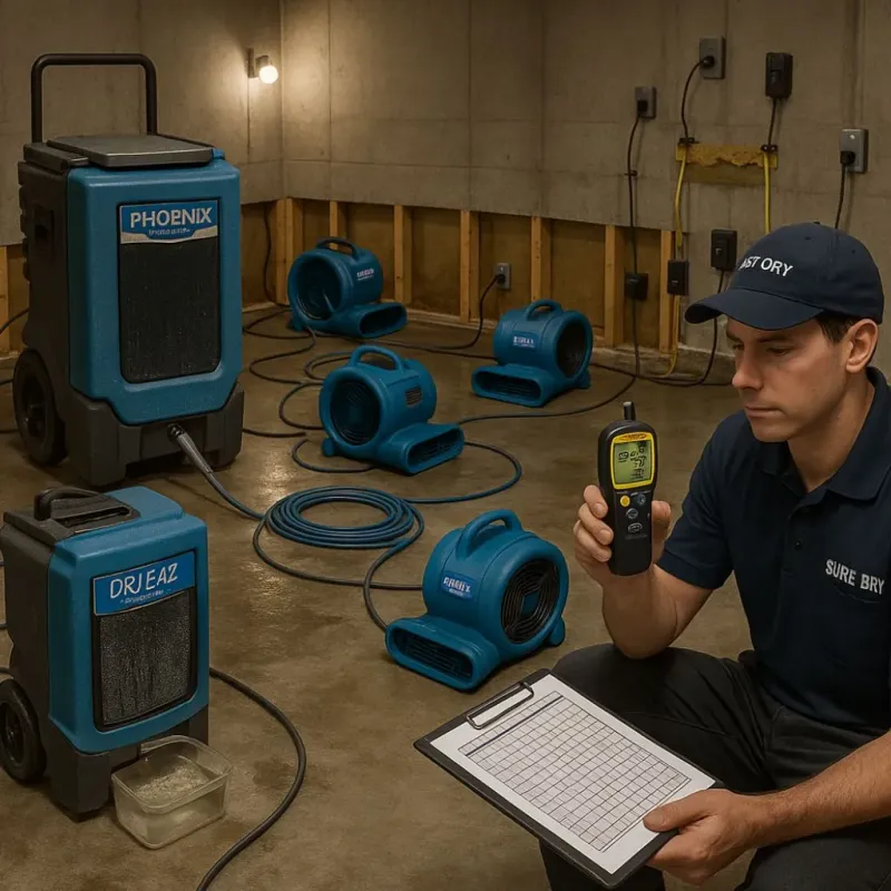 Structural Drying and Dehumidification process in Spencer, NC